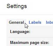 the General tab in Gmail Settings