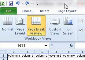 the page break preview in excel 2010