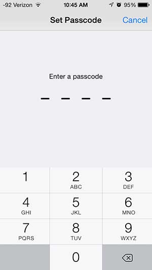 select the passcode