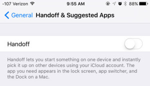 how to disable handoff on iphone