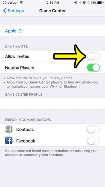 turn off the allow invites option