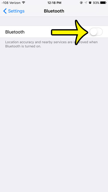 turn bluetooth on or off from the bluetooth menu