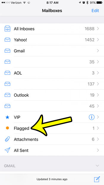 how to view flagged emails on an iphone
