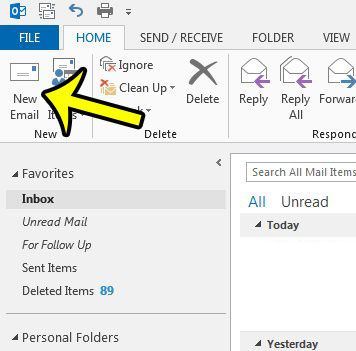 create a new email in outlook 2013
