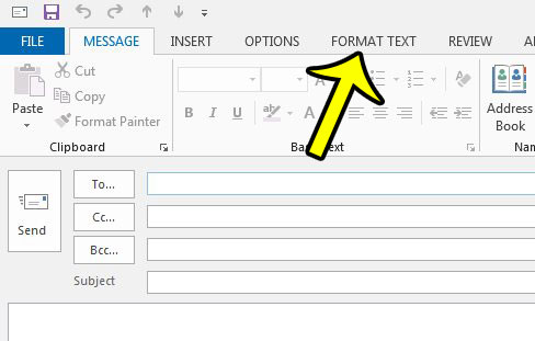 click the format text tab in outlook 2013