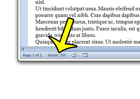 click the word count button in word 2010