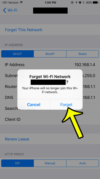 how to forget a wi-fi network in ios 9