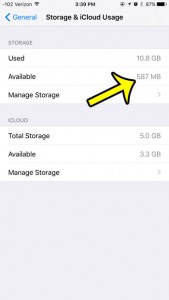 find available storage on iphone 6