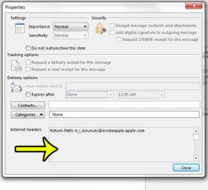 ciew email headers in outlook 2013