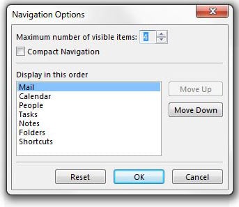 Where is My Folder Pane in Outlook 2013? 3 navigation options in outlook 2013