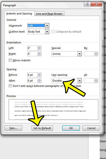 set double spacing as default