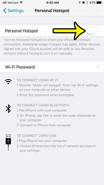 turn off ios 9 hotspot