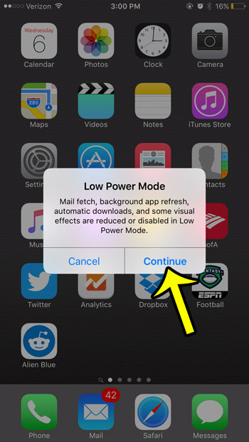 confirm low power mode