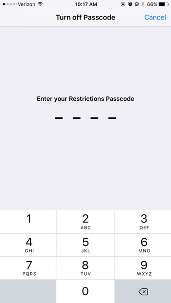 re enter passcode