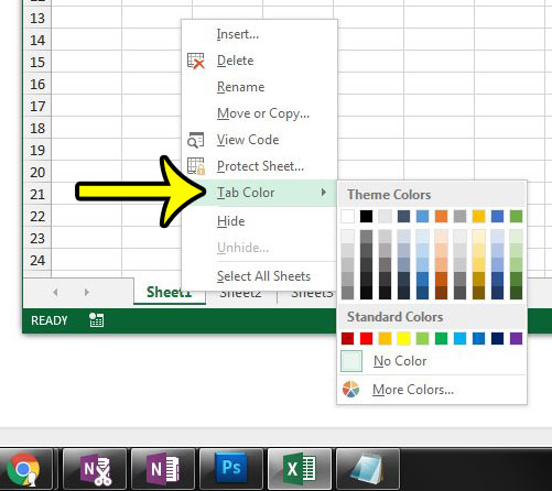 format tab colors in excel 2013