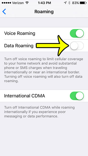 turn off data roaming on iphone 5