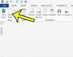 how to insert a blank page in a word 2013 document