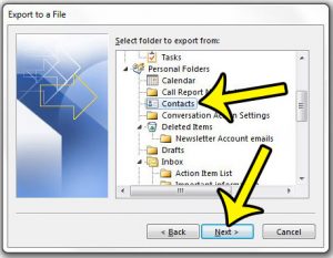 how to export contacts from outlook 2013