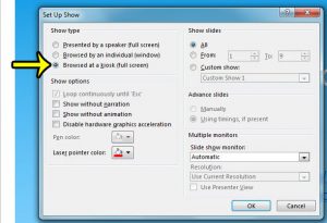 how to enable kiosk mode in powerpoint 2013