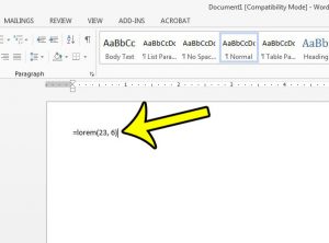 how to add filler or placeholder text in word 2013