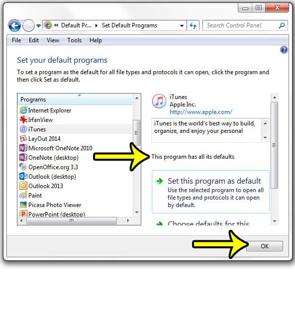 how to make iTunes the default player