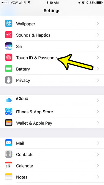 select touch id and passcode