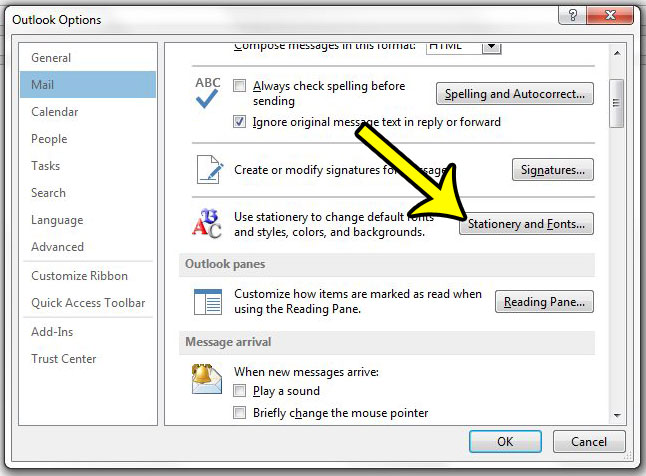 change fonts in outlook 2013