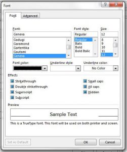 how to change the default font in outlook 2013