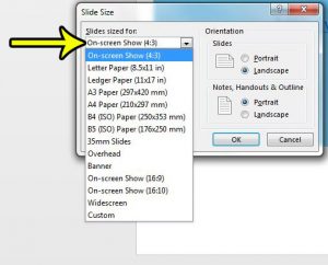 how to change the slide size in powerpoint 2013