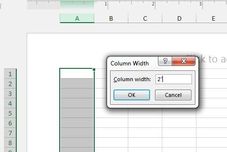how to set excel column width in inches