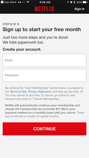 create netflix on iphone