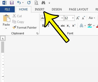click the insert tab in word 2013