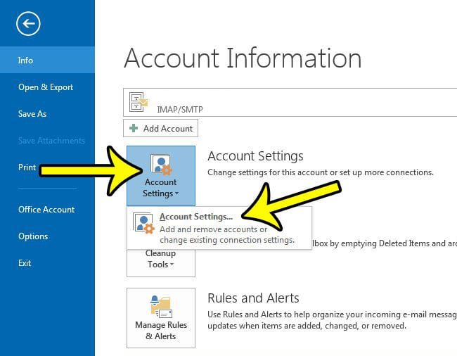 change an outlook password in outlook 2013