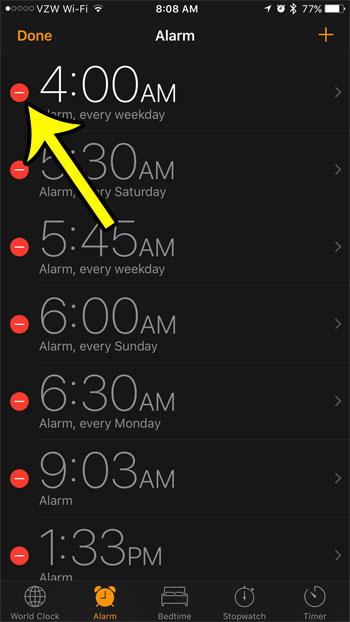 how to get rid of alarm clocks not being used on iphone