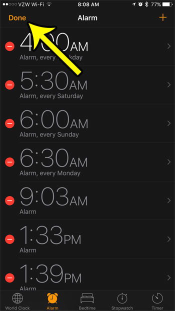 removing alarm clocks from an iphone 7
