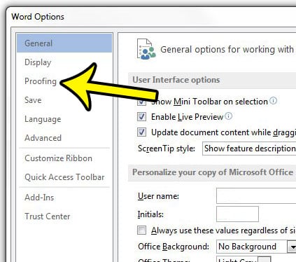 how to disable spell check in word 2013