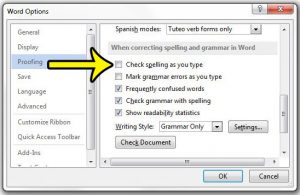 how to turn off the spell checker in word 2013