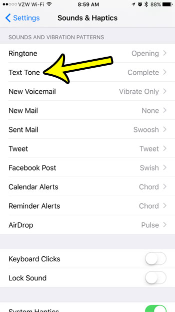 change text message sound on an iphone