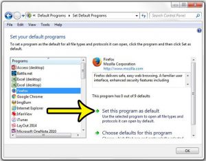 how to set the default web browser in windows 7