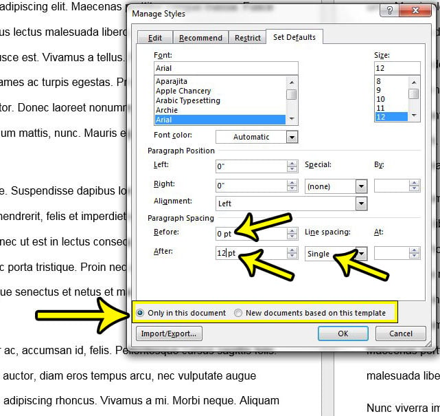 how to single space in word 2013