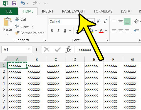 open the excel 2013 page layout tab