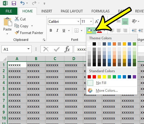 how to fill a cell with color in excel 2013