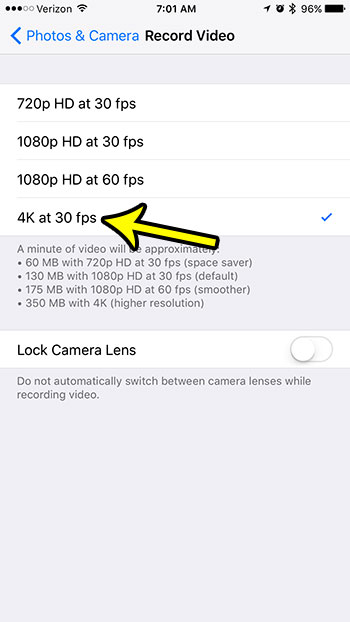 how to record video in 4k on an iphone 7