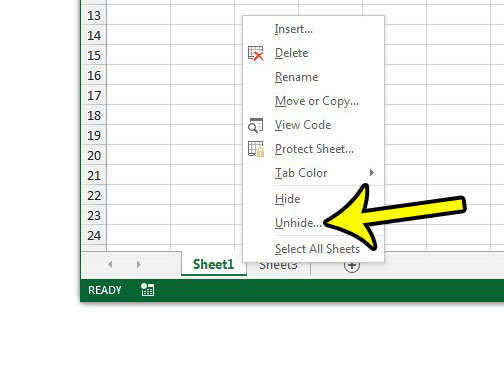 how to hide or unhide tabs in excel 2013