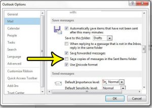 how to stop saving copies of sent emails in outlook 2013