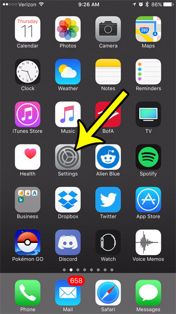 open the iphone 7 settings menu