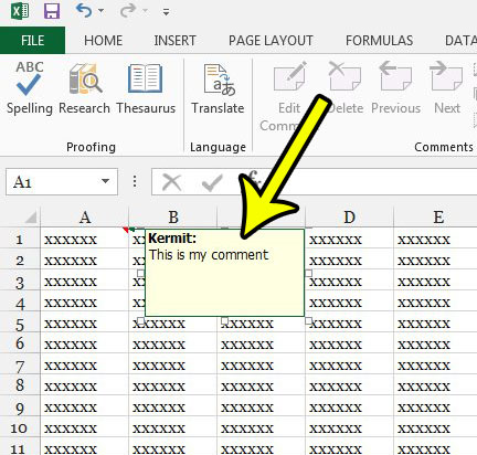 how to add a comment in excel 2013