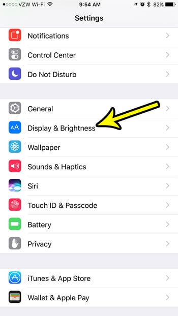 iphone display and brightness menu