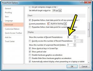 how to stop showing recent documents in powerpoint 2013