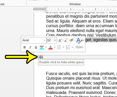hide the space between pages in ptiny layout view in word 2013